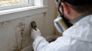Home inspector discovering mold growth during a pre-sale inspection in a Covington LA property requiring professional mold remediation near me services before closing