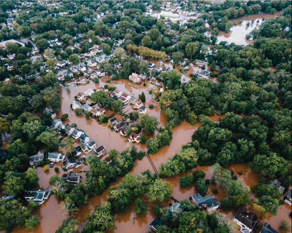Aerial view of Cranford after Hurricane Ida