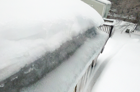 snowy cranford-area roof with potentil for ice dam damage
