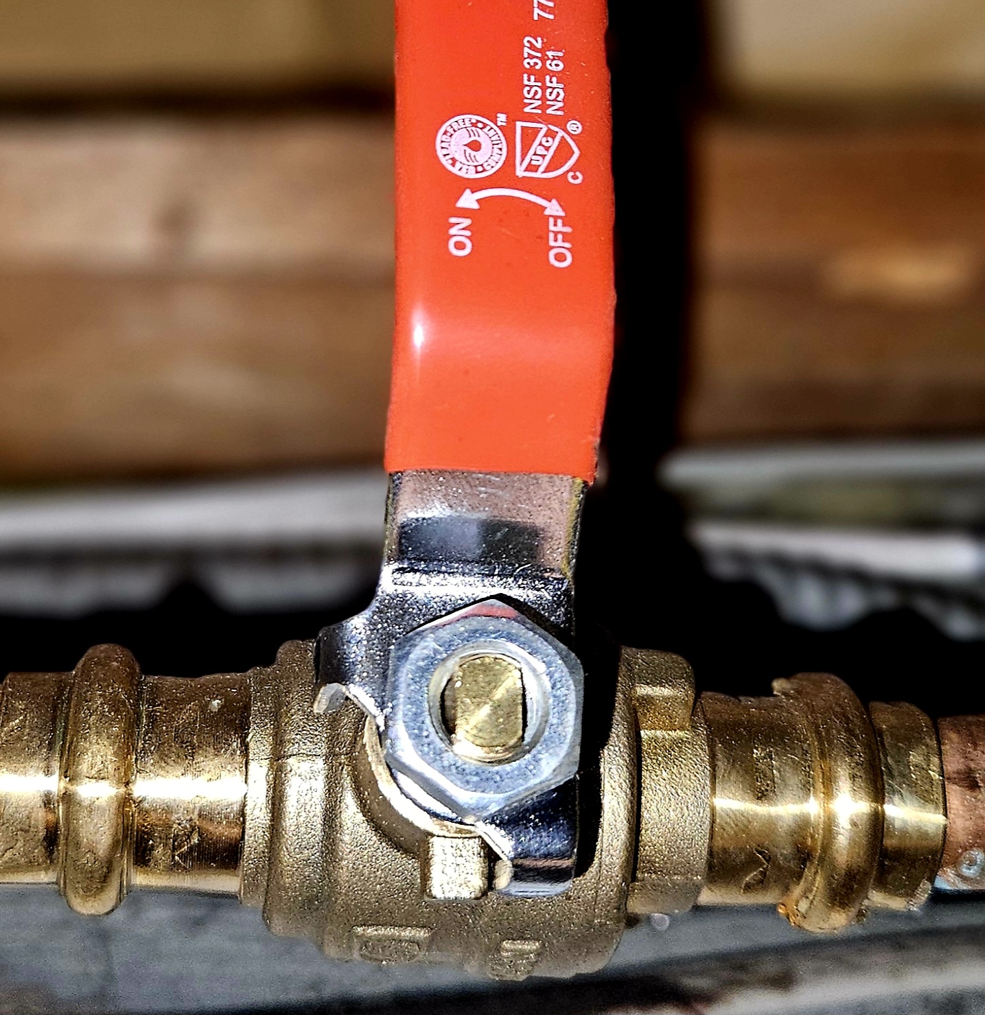 Orange handle ball valve