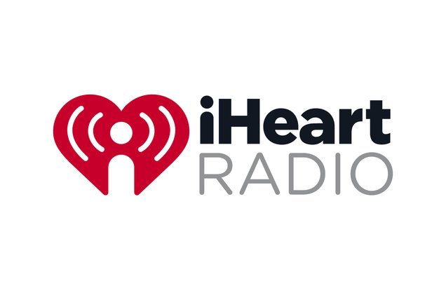 iHeart Radio logo featuring a heart shape with sound waves and a person icon, promoting the platform.