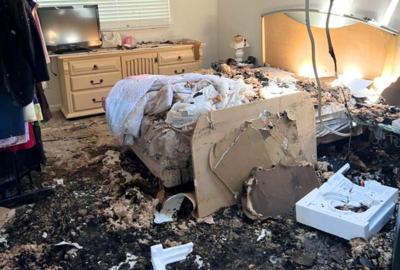 Professional emergency fire damage cleanup services restoring residential property after a fire.