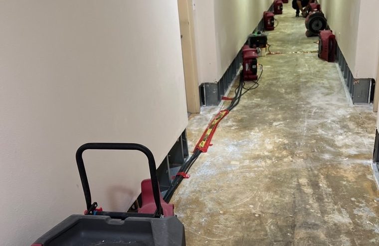 Water damage restoration in progress