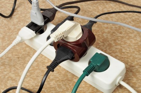 Extension cord with multiple European plugs