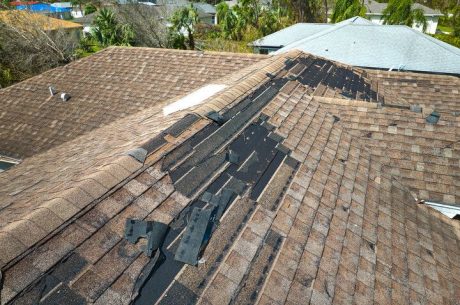 Missing shingles is often caused by storm damage.