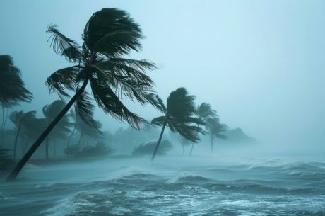 Hurricane causes the beach to flood.