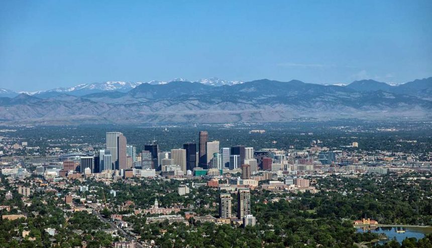 Ariel view of downtown Denver CO