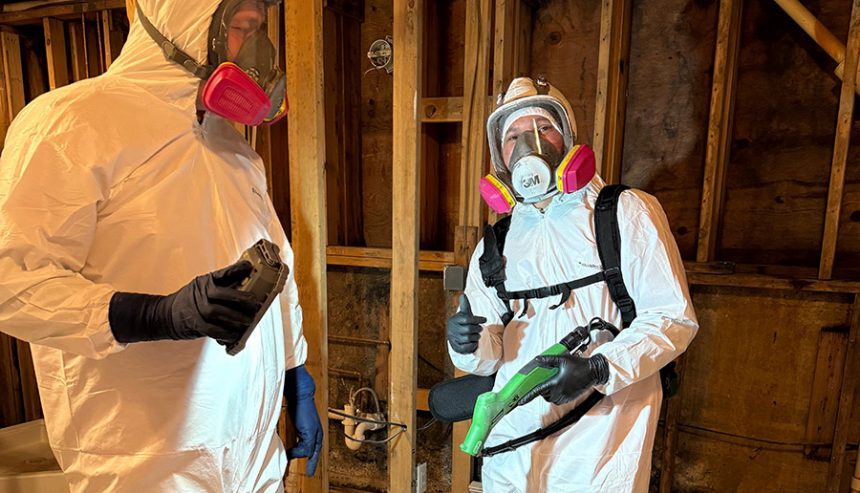 PuroClean technicians suited up to remove mold