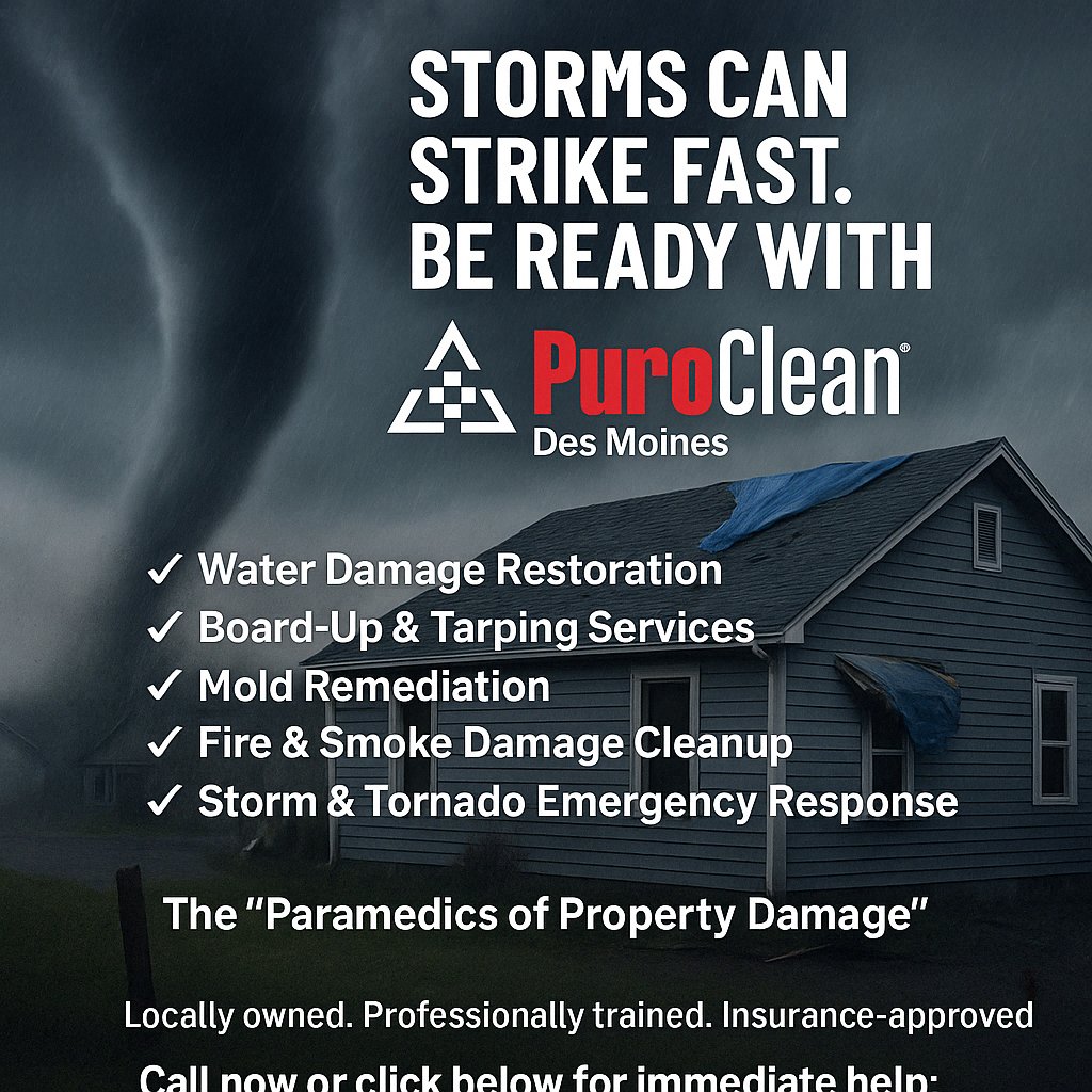 🌪️ Storms Can Strike Fast. Be Ready with PuroClean Central Iowa🌧️
