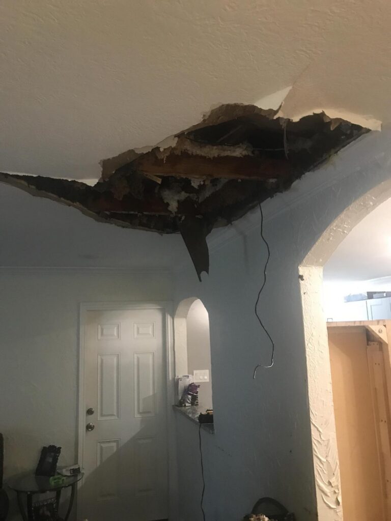 The water leak caused the ceiling to collapse. Thus, we were called to perform the water damage restoration. 