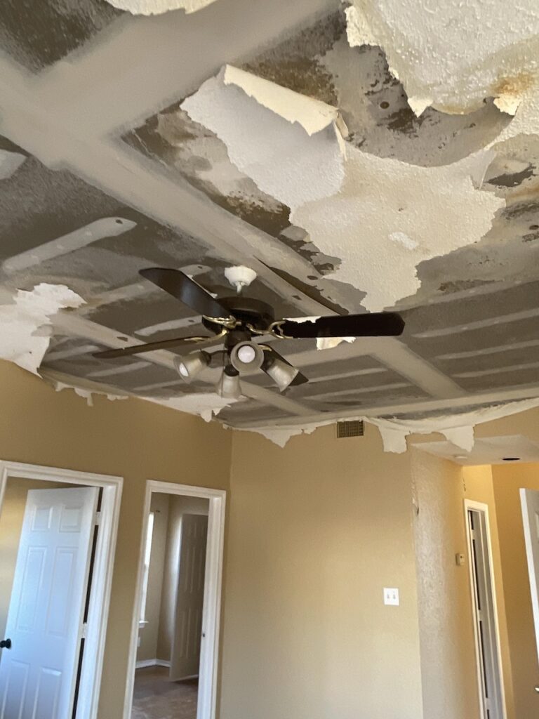 Soaked ceiling.
