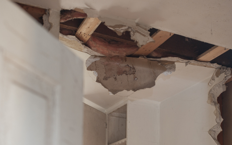 water damage in the ceiling of a house - disaster recovery plan