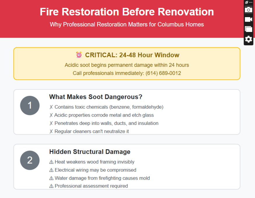 Safe Soot Removal and Fire Damage Repair in Columbus Homes: What to Do Before Renovating