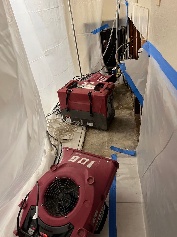 Our HEPA-certified air movers at work