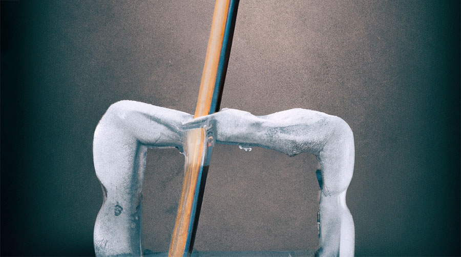 pipe frozen in block of ice