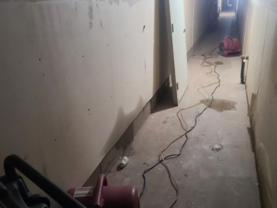 PuroClean of Green Bay technicians cleaning and restoring a commercial property after water damage