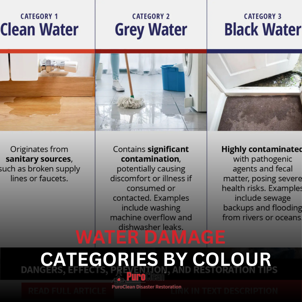 water damage categories colors
