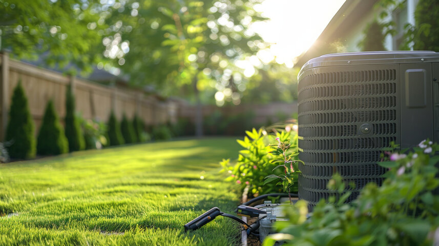 Outdoor air conditioning unit in the sunshine