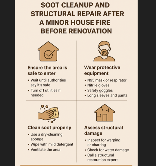 5 Effective Ways on How to Safely Deal With Soot Cleanup and Structural Repair After a Minor House Fire Before Renovation