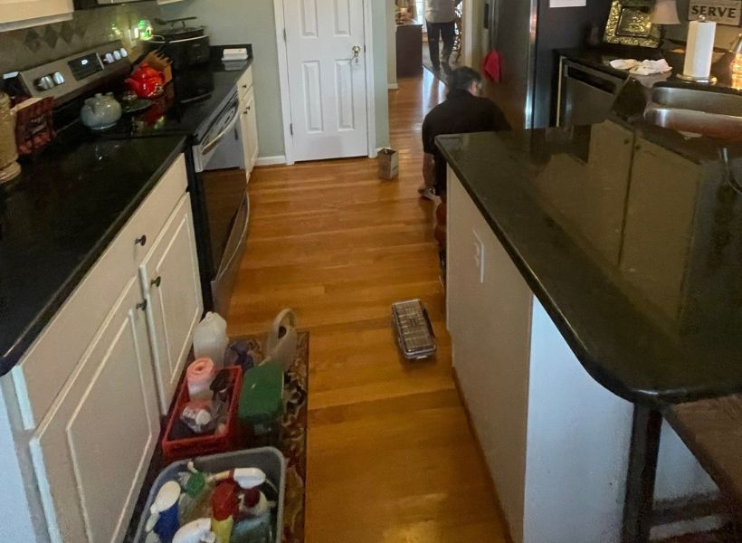 kitchen before water damage mitigation