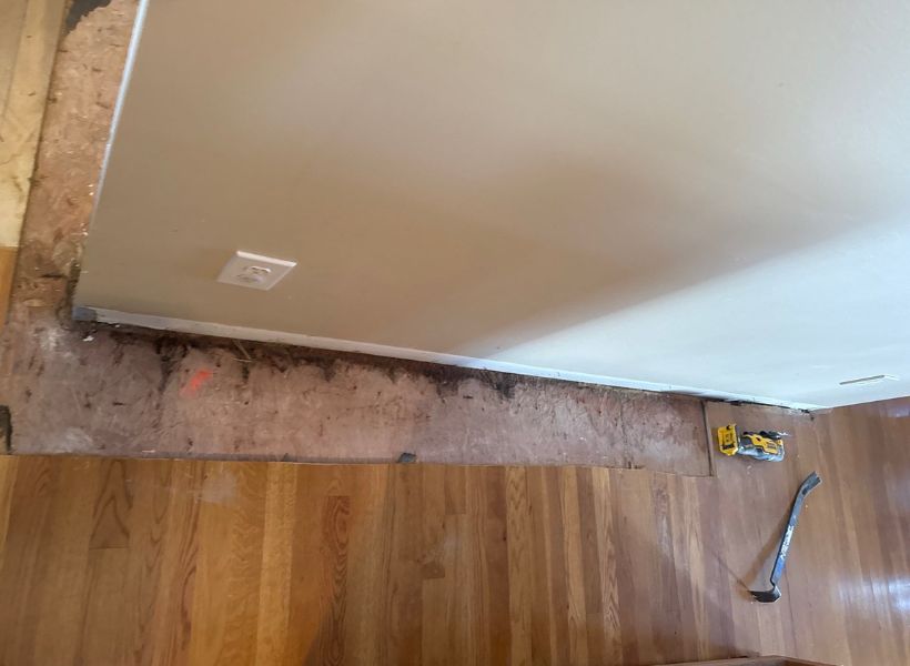 parts of flooring removed