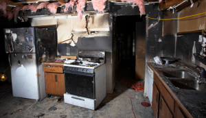 Severe fire damage and soot accumulation in a South Atlanta home requiring restoration