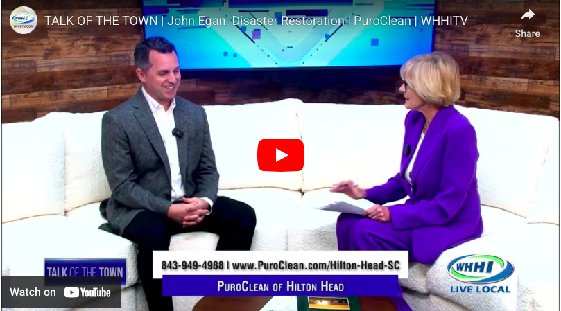 John Egan of PuroClean of Hilton Head on WHHI-TV’s Talk of the Town discussing disaster restoration.