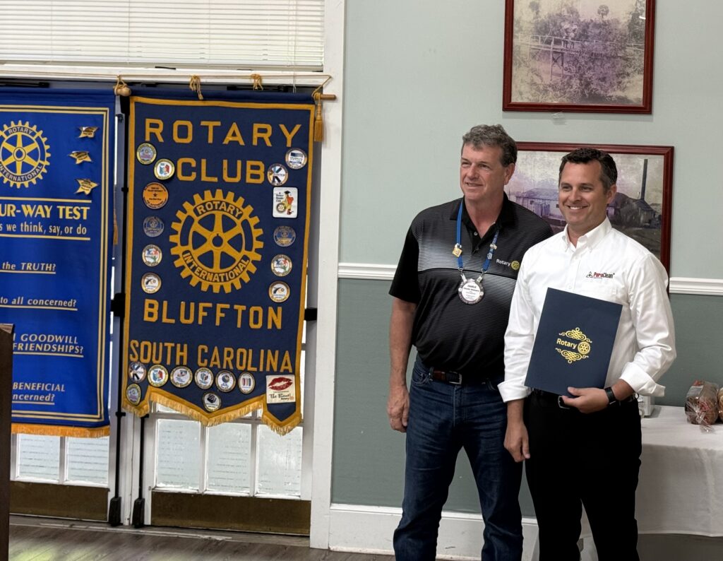 John being inducted into Rotary Club of Bluffton
