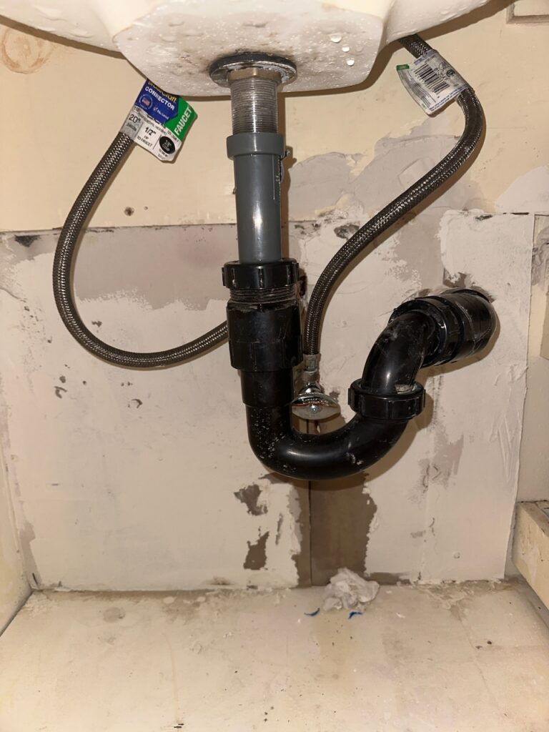 The source of the damage: a burst sink supply line.