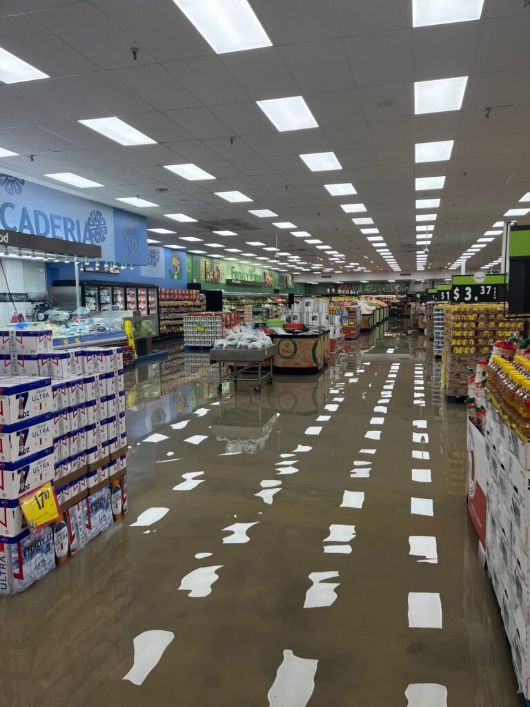 Commercial property damage restoration was needed for this Houston supermarket