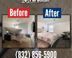 Before and after bedroom water remediation Houston