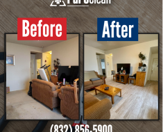 Living Room before and after Water damage Houston