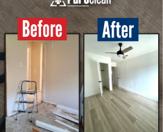 Kitchen before and after Water damage Houston
