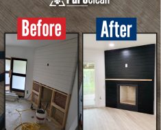 Living Room before and after Water damage Houston