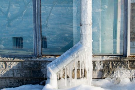 Frozen pipe in the winter. Frozen pipe prevention.