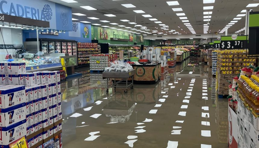 Commercial property damage restoration was needed for this Houston supermarket