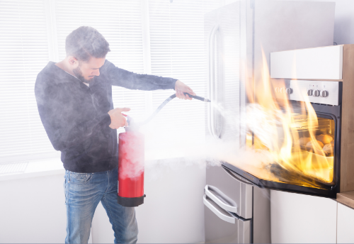 fire extinguisher nearby during christmas dinner preparation