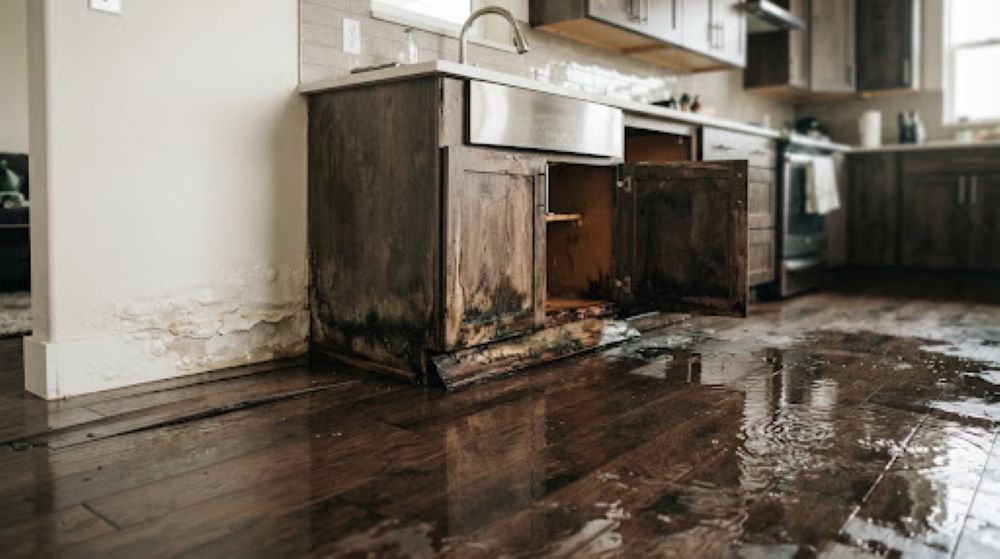 kitchen leak cleanup