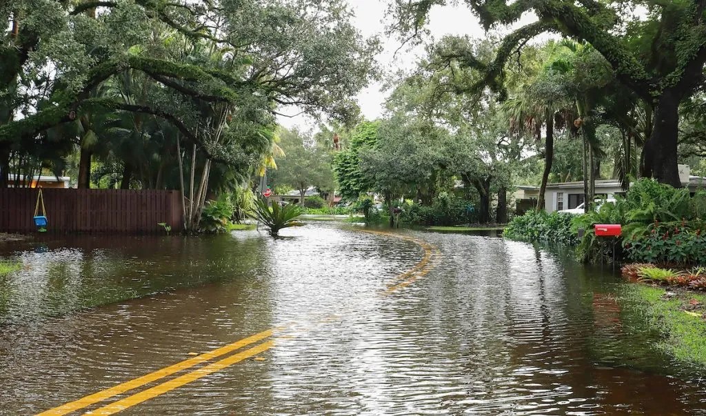 street covered by flood waters. saftey is key when having a readiness plan