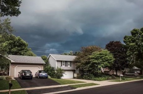 intense Spring time storm looming over long island ready to drop heavy rain