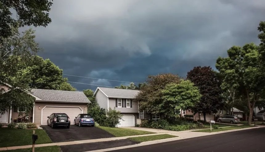 intense Spring time storm looming over long island ready to drop heavy rain