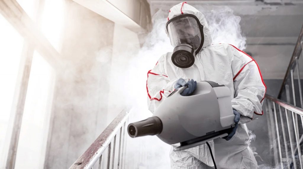 Using advanced technology to clen a biohazard job. Biohazard cleanup