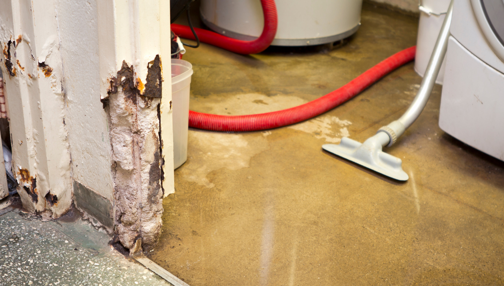sewage flood in a basement caused by a toilet overflow