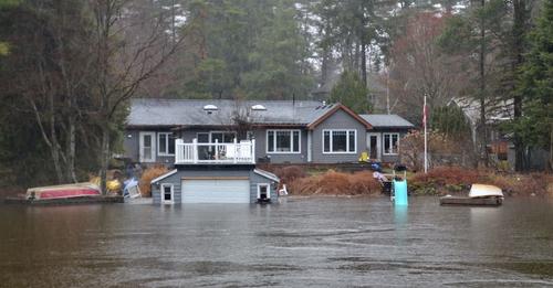 House flooded by spring time heavy rains.