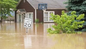 Home flooded by flood waters. in long island