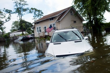 Flood waters on long island causing severe water damage to homes