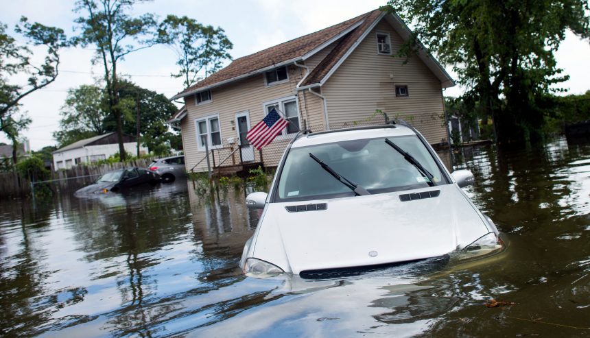 Flood waters on long island causing severe water damage to homes