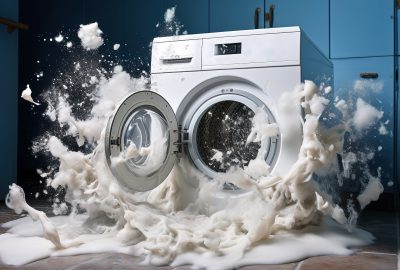washing machine flooding in a basement on long island causing water damage