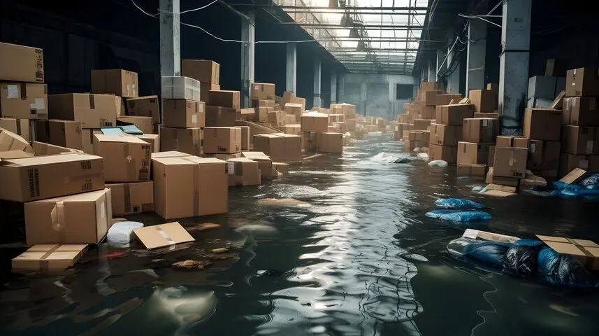 business warehouse flooded with water on long island