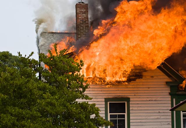 Fire in a home on long island NY.